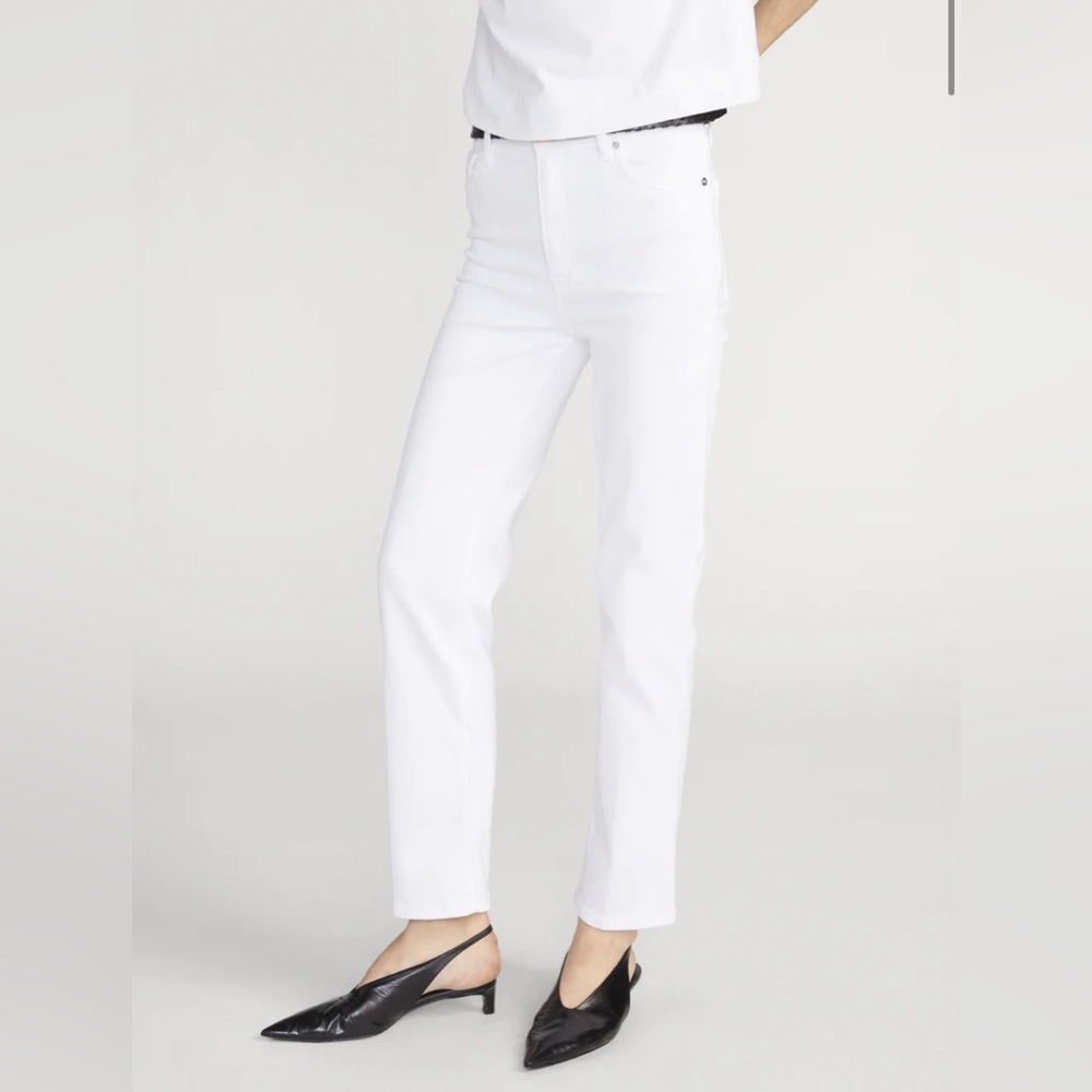 NEW FRAME Denim le sleek high rise straight leg jean, white 25 - Picture 3 of 12